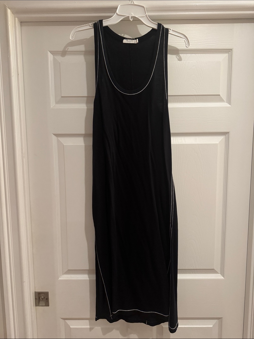rag & bone Black Midi Tank Dress with Contrast Stitching